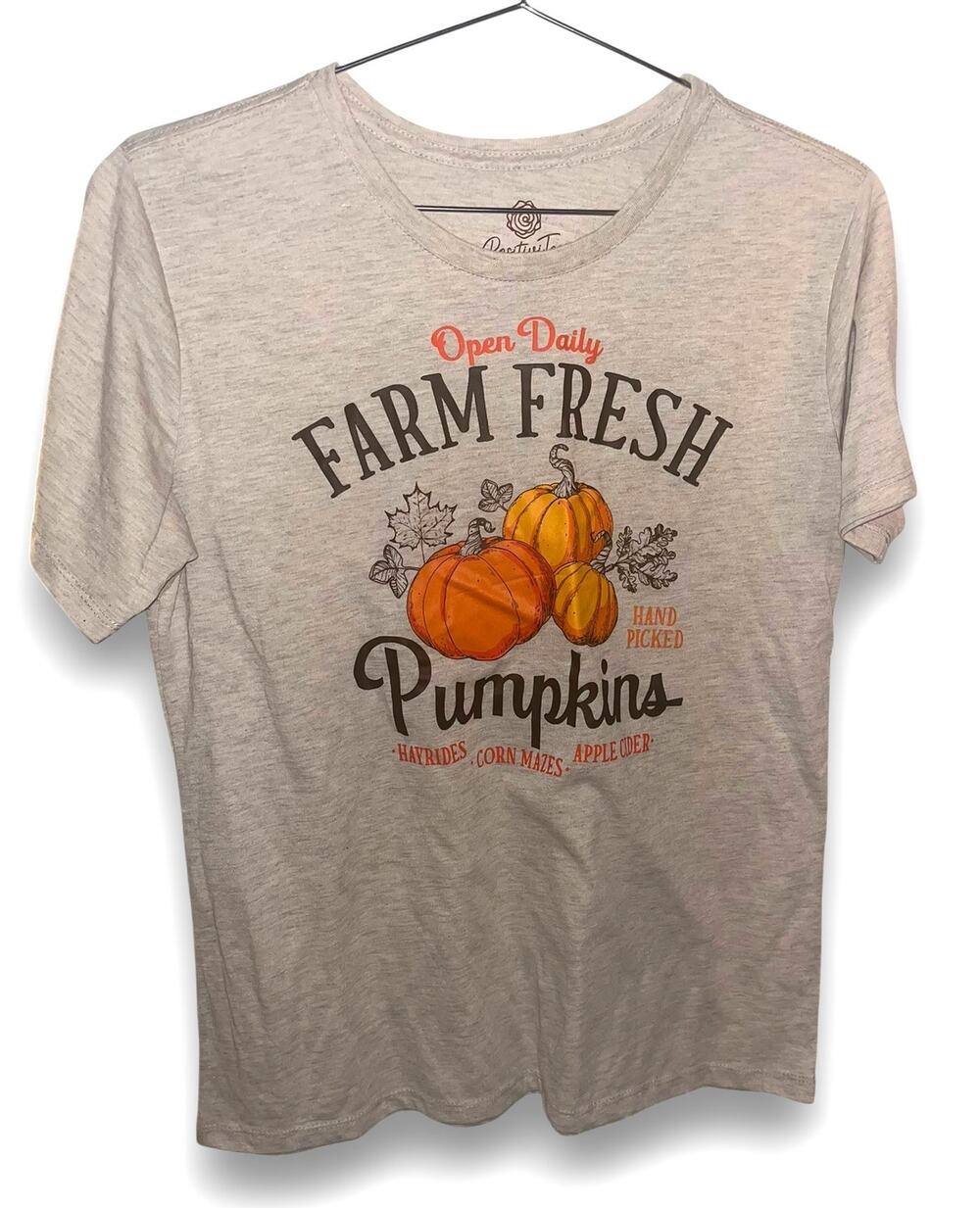 Positivitees Farm Fresh Pumpkins Graphic Tee | Size L (JRS) | EUC